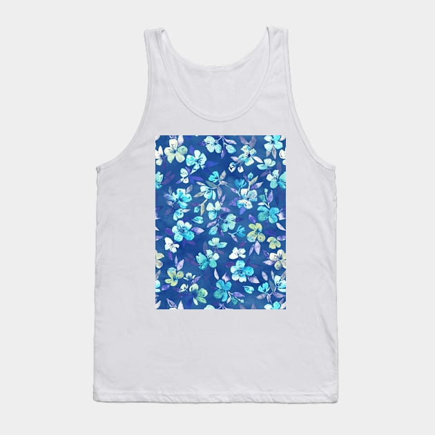 Grown Up Betty - blue watercolor floral Tank Top by micklyn